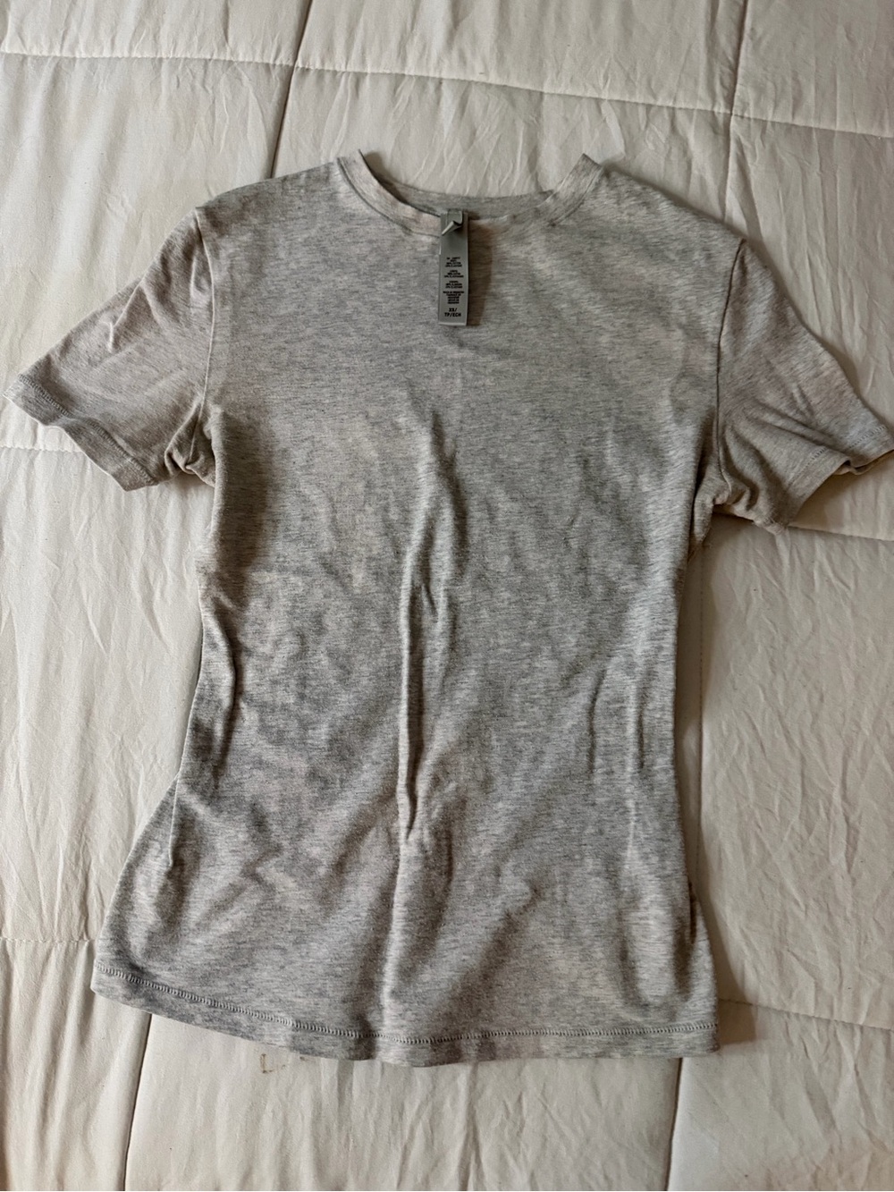 SKIMS Heather Gray Short Sleeve Crewneck Tee